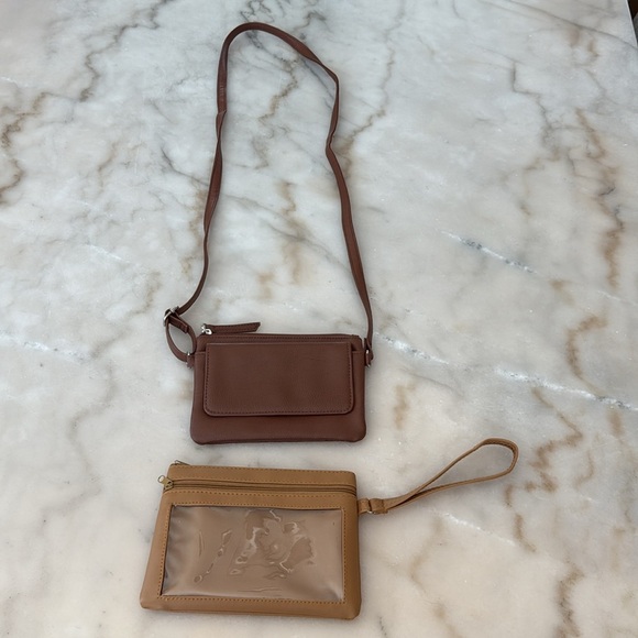 Smart Trend Brown and Tan Crossbody and Clutch Set of 2 Bags Faux Leather NWOT - Picture 12 of 13
